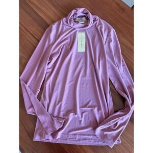 NWT DIANA BELLE Womens Turtleneck Size L Mauve Fitted Knit Long Sleeve Layering